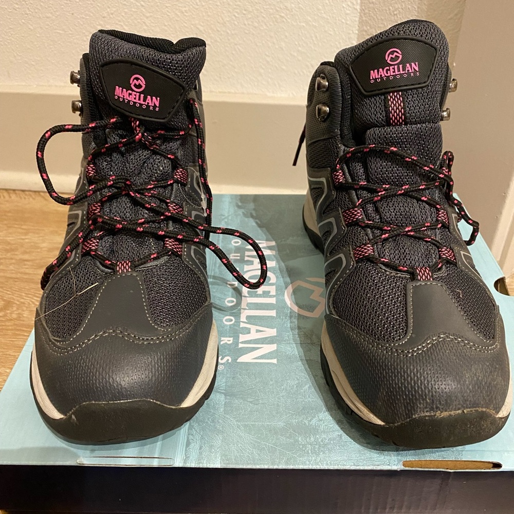 Women’s black and pink hiking boots- worn once